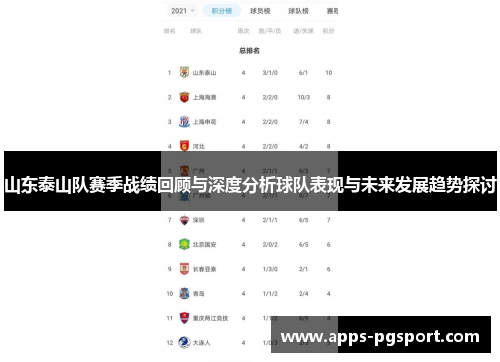 山东泰山队赛季战绩回顾与深度分析球队表现与未来发展趋势探讨