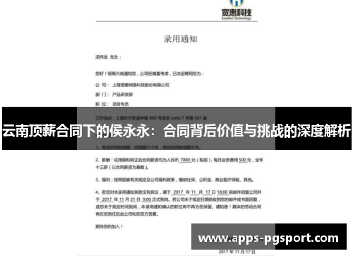 云南顶薪合同下的侯永永：合同背后价值与挑战的深度解析